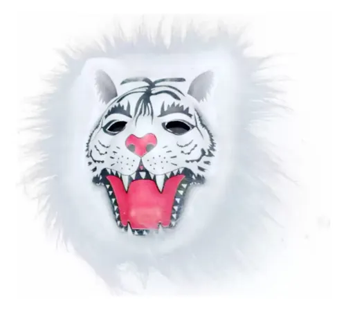 Máscara Animal Tigre Branco Eva Festa Fantasia