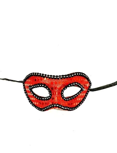 Máscara Veneziana Vermelho Detalhada Festas Fantasias