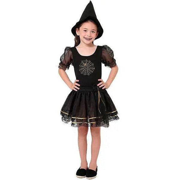 Fantasia Conjunto Bruxinha Teteia Infantil Halloween