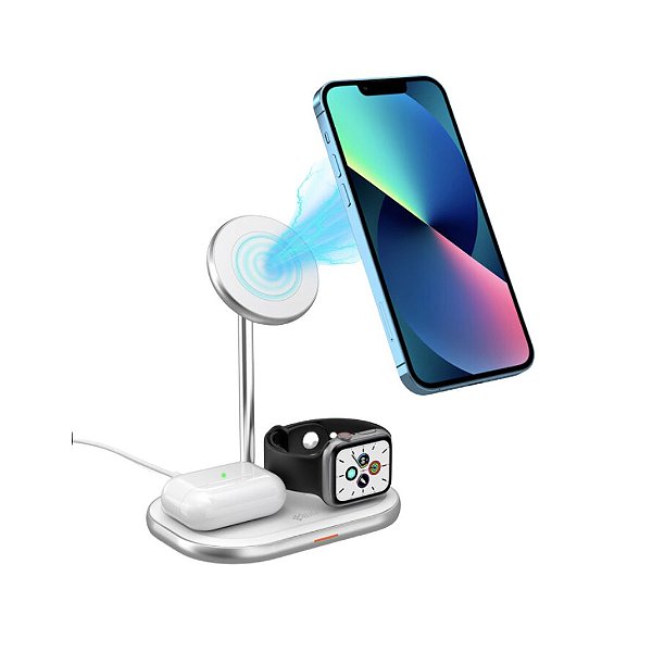 Carregador Wireless 4LIFE FLMWC32 3 Em 1 para Smartphones - Branco
