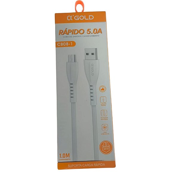 Cabo Carregamento Rápido Micro USB CB08-1 a´Gold 1m