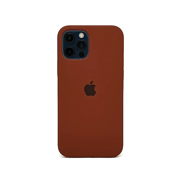 Capa de Silicone Aveludada para iPhone 12/12 Pro - Marrom