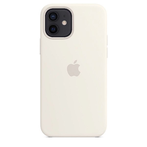 Capa de Silicone Compatível com iPhone 12 e 12 Pro – Branca