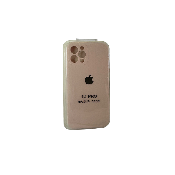 Capa de Silicone Compatível com iPhone 12 e 12 Pro – Rosa Areia