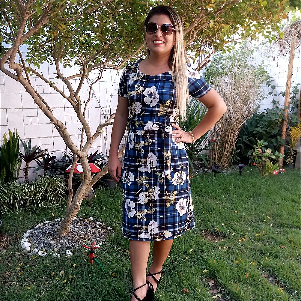 vestido xadrez justo