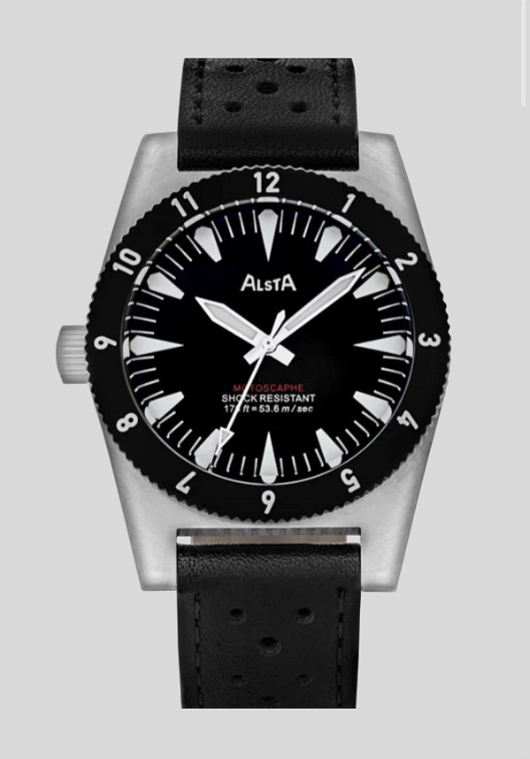 Relógio Alsta Motoscaphe Pulseira em Couro Preto