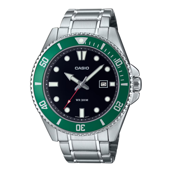 Relógio Casio Duro MDV-107D-3AVDF Starbucks Verde Com Pulseira Em Aço Inox