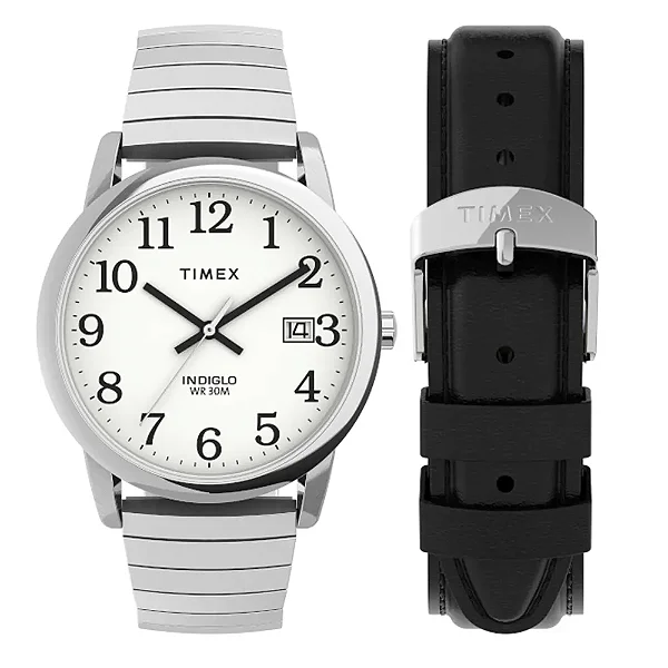 Kit Relógio Timex Easy Reader Troca Pulseira Prata ref.TWG025400