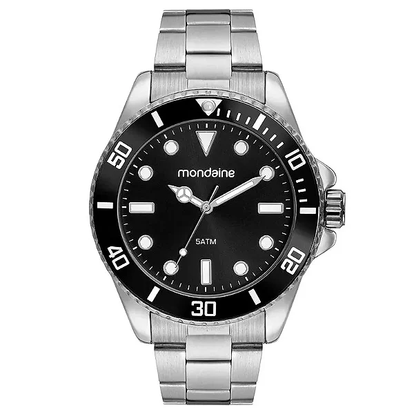 Relógio Mondaine Preto e Prata ref. 32549G0MVNE1