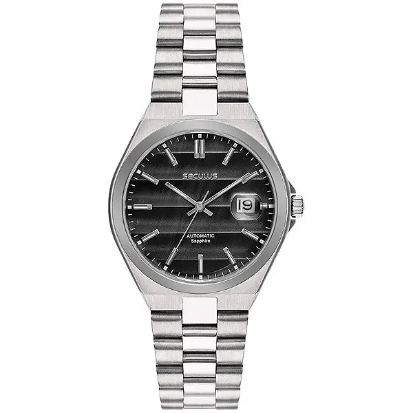 Relógio Seculus Preto e Prata ref. 77313G0SVNA1