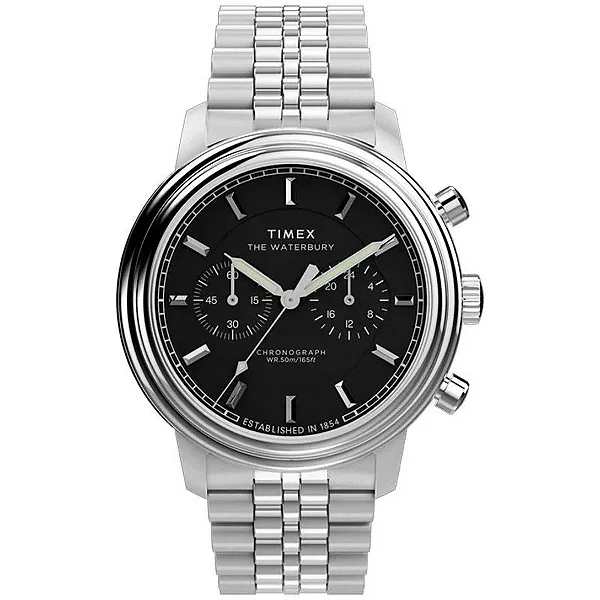 Relógio Timex Cronógrafo Waterbury Metropolitan Aço Prata Ref. TW2Y23400