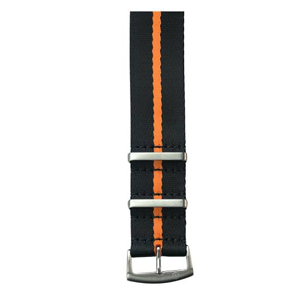 Pulseira Trimix Nato Seatbelt Preta + Laranja