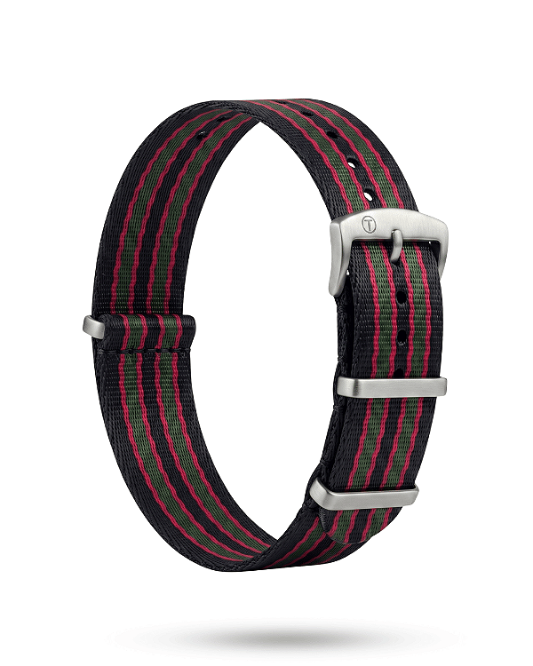 Pulseira Trimix Nato Seatbelt Preto + Vermelha + Verde