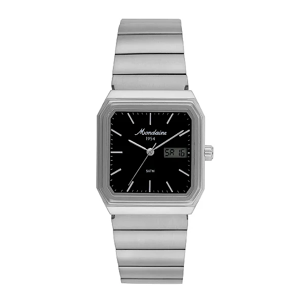 Relógio Mondaine Masculino Quadrado Anadigi Linha 1954 Prata 32889G0MVNA4