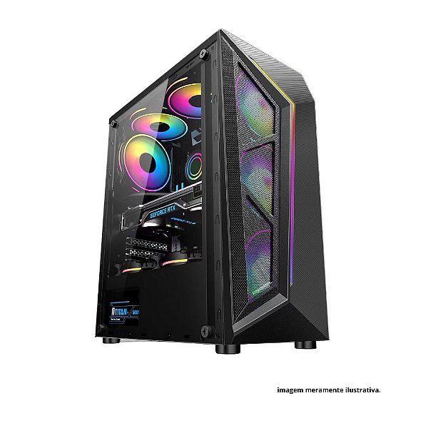 GABINETE ATX BRAZILPC GAMER BPC-005B BLACK COM 4 COOLER SEM  FONTE