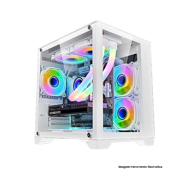 GABINETE MATX BRAZILPC GAMER BPC-345 COM 4 COOLER SEM FONTE  (PRETO/BRANCO)