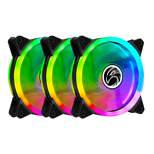 KIT COOLER COM 3 PARA GABINETE 12X12 CM COM CONTROLE BRAZILPC BPC-KDL-ARGB