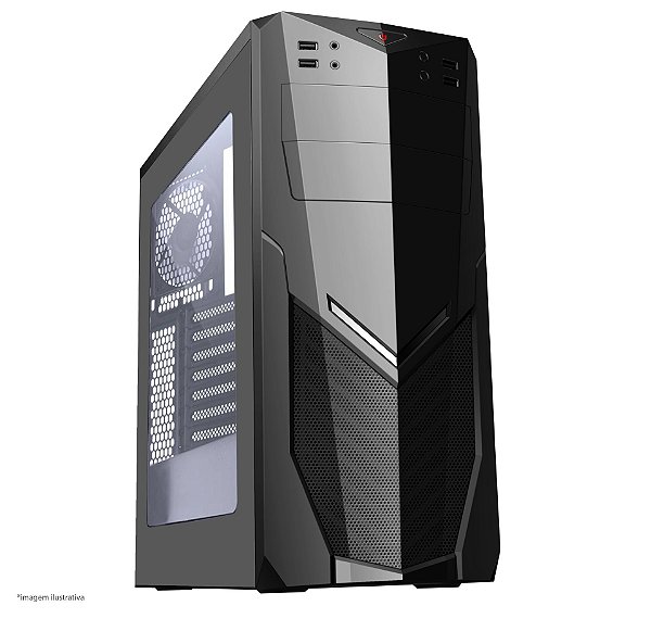 GABINETE GAMER 7025BB BLACK SEM FONTE