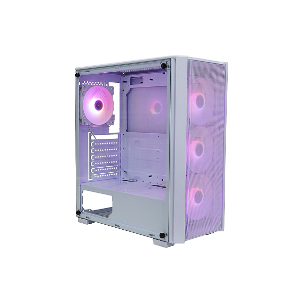 GABINETE ATX BRAZILPC GAMER BPC-T02B BRANCO C/ 4 COOLER (1xUSB3.0/2xUSB/LATERAL DE VIDRO/FRENTE MASH) S/