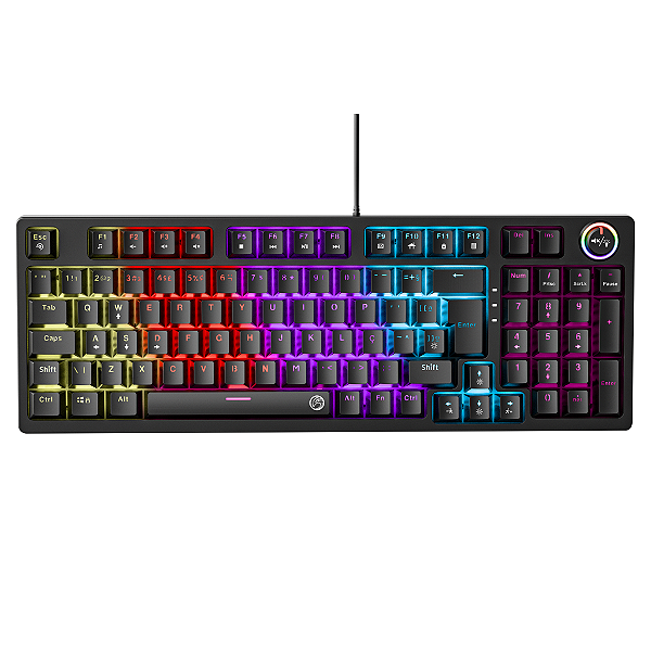 TECLADO MECÂNICO GAMER USB BRAZILPC BPC-K9071 PRETO SWITCH BLUE COM ILUMINAÇÃO LED RAINBOW