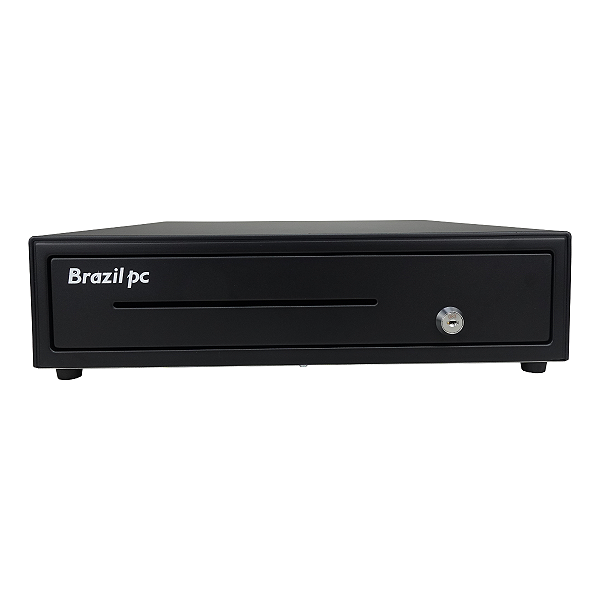 Gaveta de Dinheiro Automática BrazilPC BPC-D450F RJ11/RJ12 com Trava 3 Posições, 5 Notas e 6 Moedas - Preta