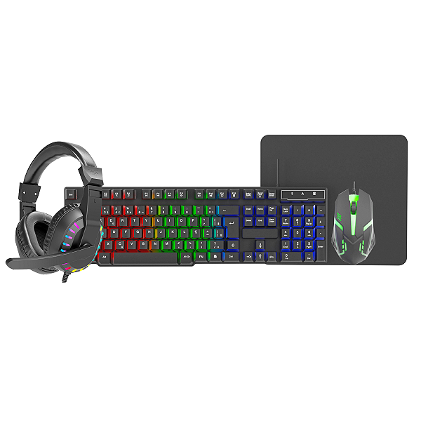 KIT 4 EM 1 C/ FIO TECLADO/MOUSE/HEADPHONE/MOUSE PAD BRAZILPC
