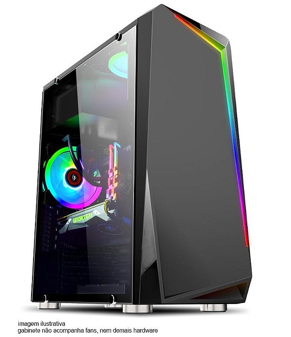 GABINETE  GAMER BPC-C8410 BLACK SEM FONTE COM LATERAL VIDRO E FRONTAL COM RGB