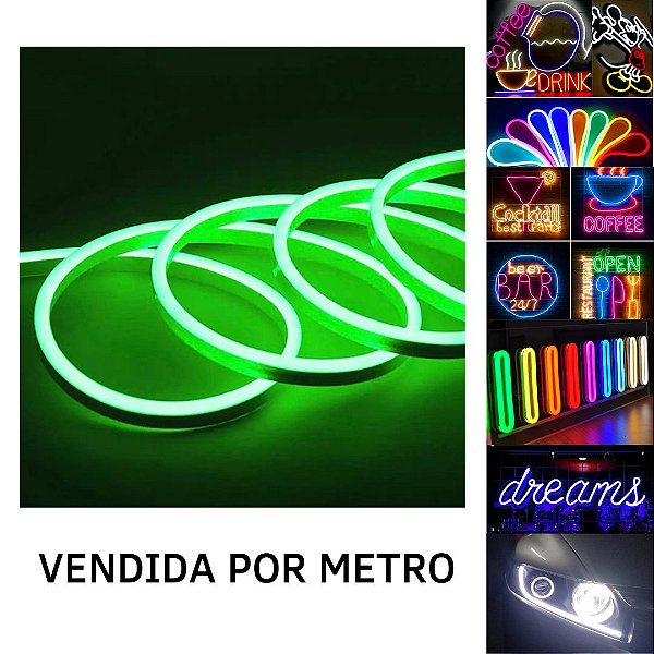 Mangueira Fita LED Neon Flex 12V Verde Metro IP67