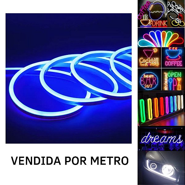 Mangueira Fita LED Neon Flex 12V Azul Metro IP67