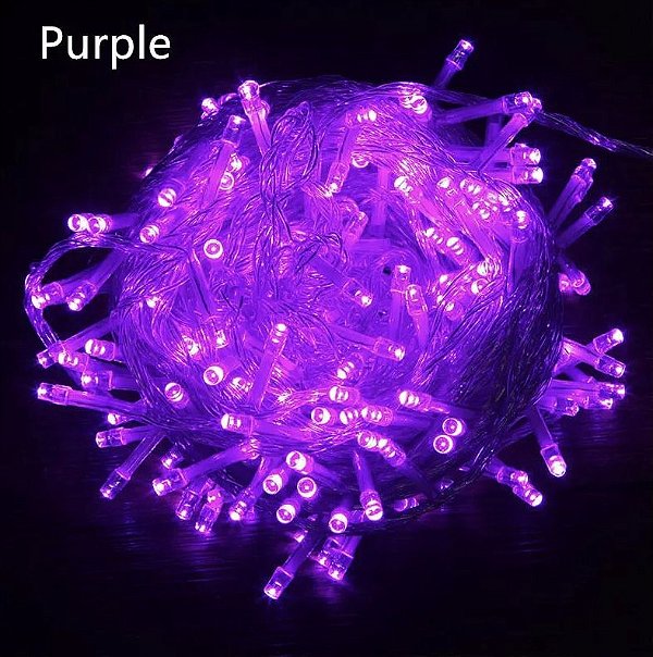 Pisca Pisca LED Natal 100 Lampadas Transparente 8 Efeitos 10 Metros Roxo 127V