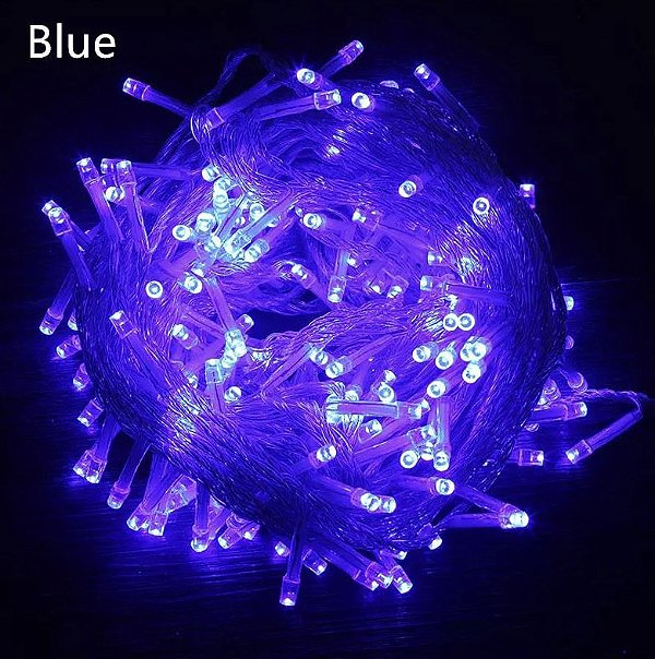 Pisca Pisca LED Natal 100 Lampadas Transparente 8 Efeitos 10 Metros Azul 220V