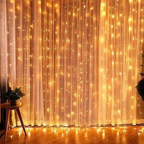 Cortina LED 4x3 Metros 900 Lâmpadas Branca Quente com Efeito 220V