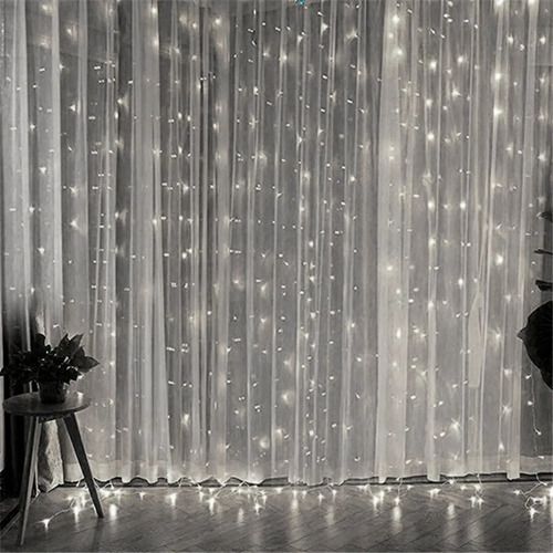 Cortina LED 3x2 Metros 300 Lâmpadas Branco Frio com Efeito 220V