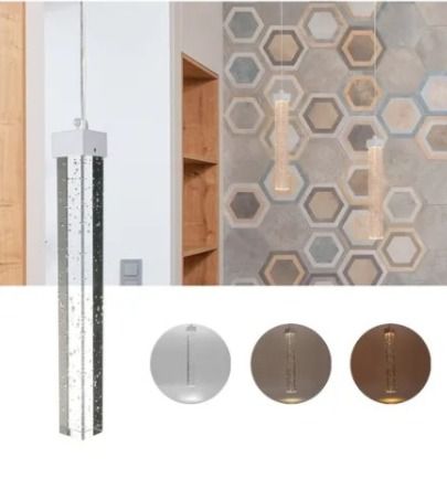 Lustre Pendente Bolha Cristal Tubo Empire 3 Cores Bivolt 8110-50cm Branco