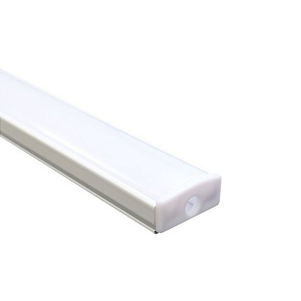 Perfil Fita LED Sobrepor 2 Metros 18x8mm Slim Branco Difusor Fosco R1-B