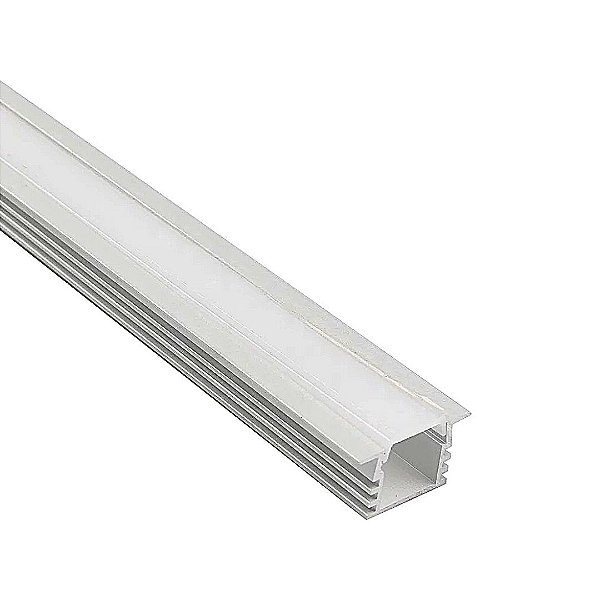 Perfil Fita LED Embutir 2 Metros 22x12mm Alumínio Difusor Fosco R15
