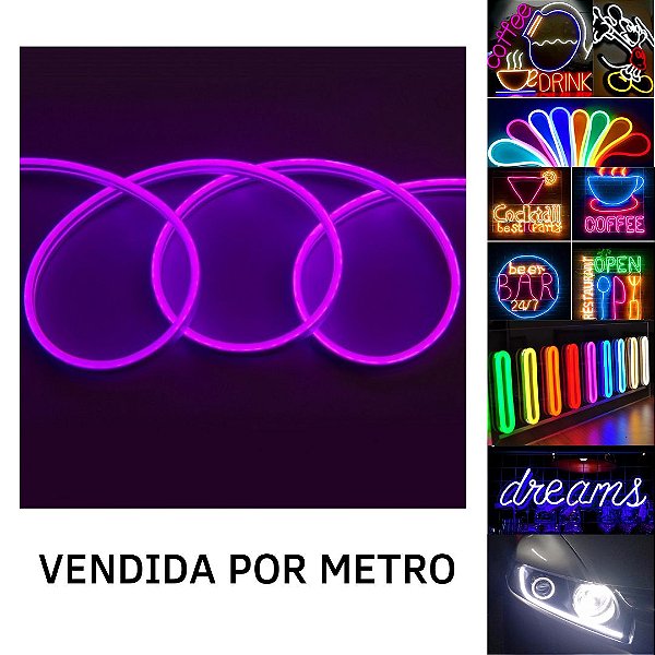 Mangueira Fita LED Neon Flex 12V Roxo Metro IP67