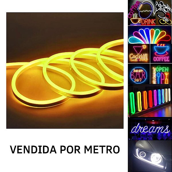 Mangueira Fita LED Neon Flex 12V Amarelo Metro IP67