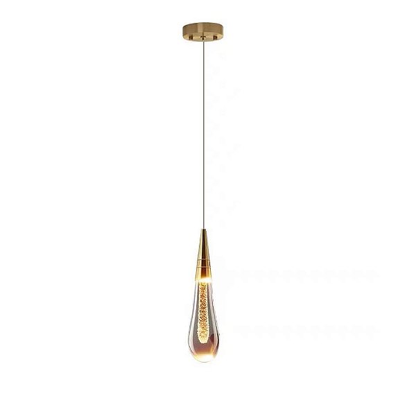 Lustre Pendente Mini Gota Com Brilho Dourado Moderno 3 Cores Bivolt