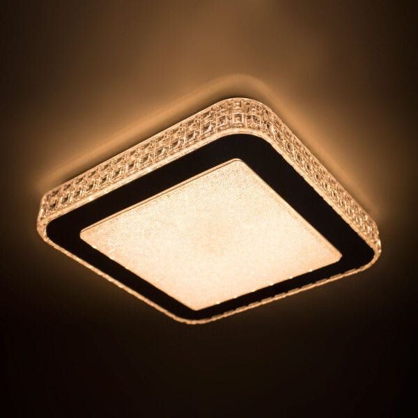 Lustre Plafon LED Gemini 24W 40x40 Céu Estrelado Acrílico Branco Quente 3000K Bivolt