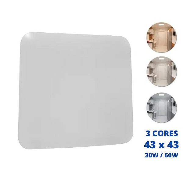 Lustre Plafon LED 30W 60W Multicolor 43x43 Quadrado Borda Infinita Bivolt