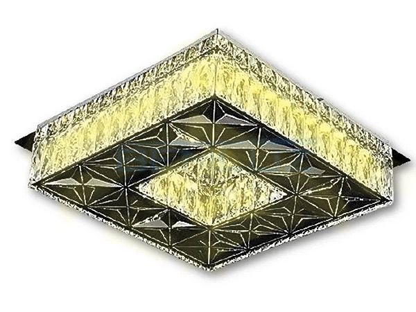 Lustre Plafon 24W Quadrado 35x35 Cristal LED Sobrepor 3000K Bivolt