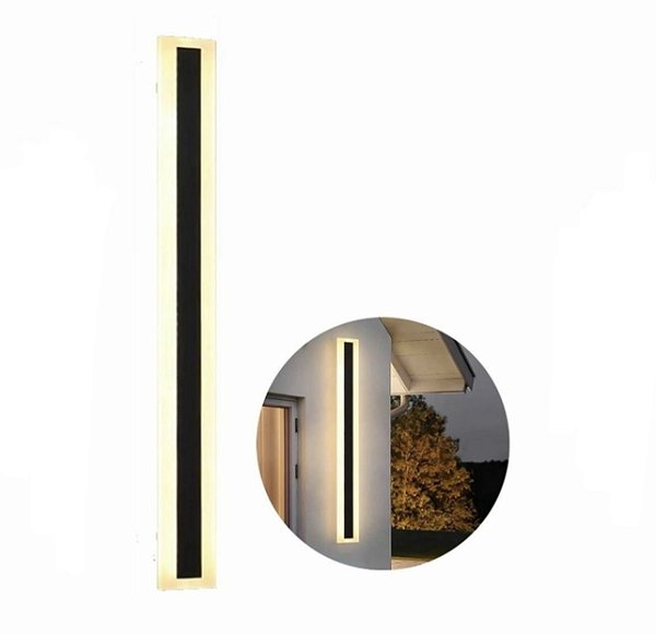Arandela LED Bluetooth 60cm Preta 3 Cores IP66 Bivolt