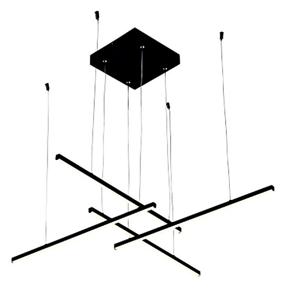 Lustre Pendente Moderno LED 48W Preto Hashtag 3000K Bivolt