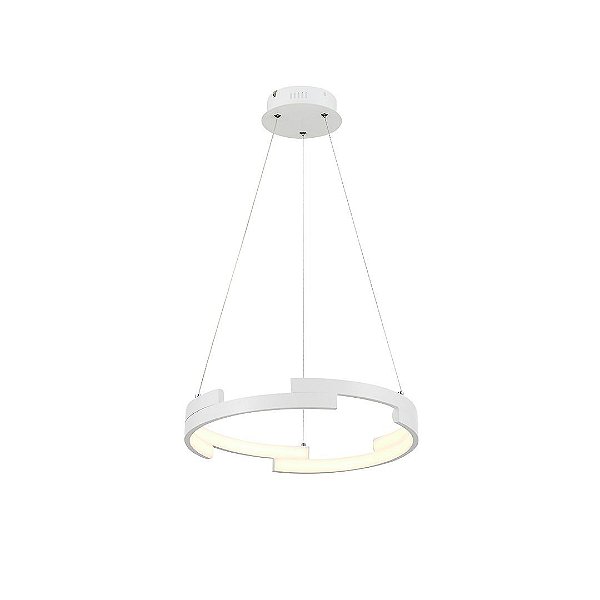 Lustre Pendente LED Moderno 40W Epsilon Anel Branco 3000K Bivolt