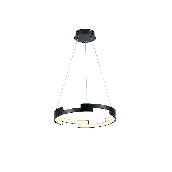 Lustre Pendente LED Moderno 40W Epsilon Anel Preto 3000K Bivolt