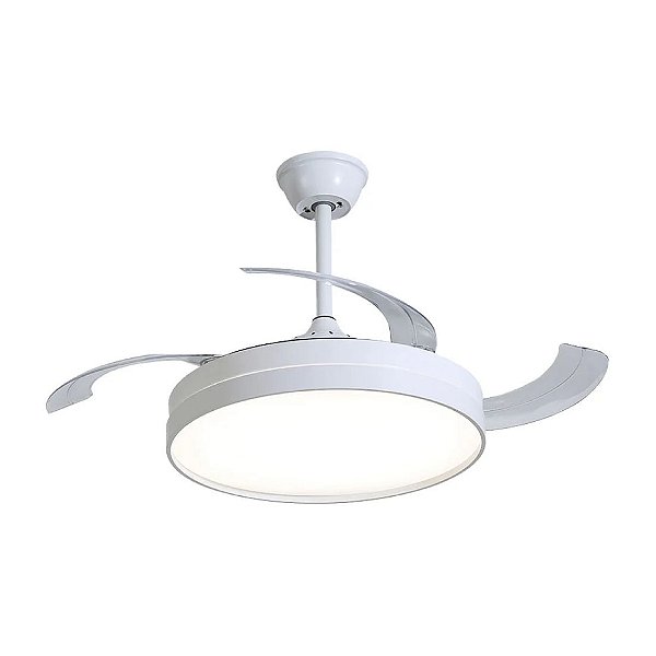 Lustre Ventilador de Teto Basic Branco LED Multicor Controle Remoto Bivolt