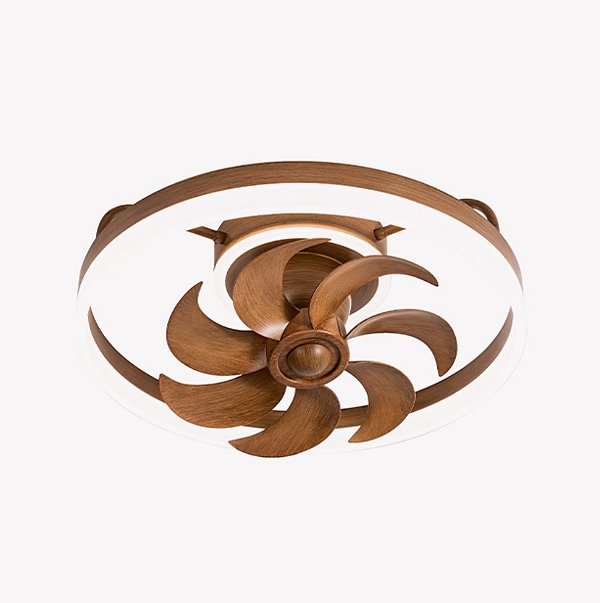 Lustre Ventilador Wood LED Multicor Bluetooth Controle Remoto Bivolt