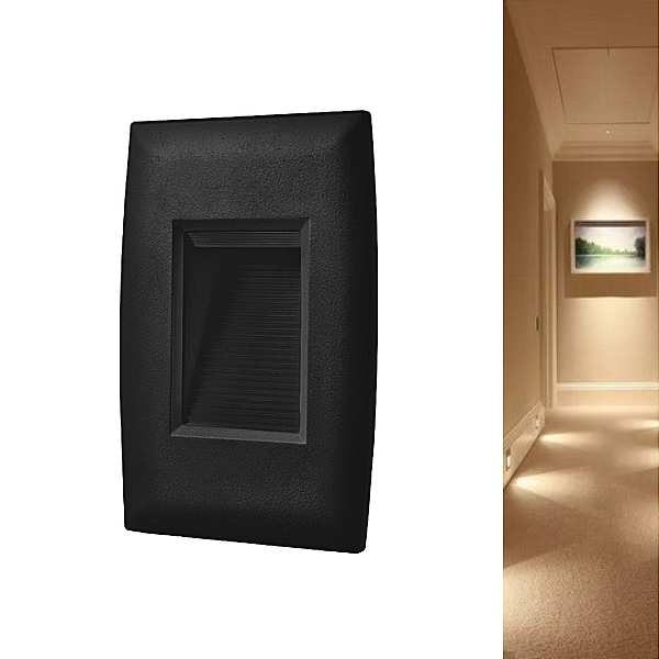 Balizador LED 2W Step Embutir Vertical 4X2 Preto 3000K Bivolt