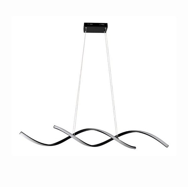 Lustre Pendente LED 35W Moderno Espiral Preto 110cm 4000K Bivolt